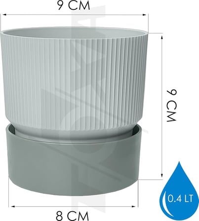 Ixora Saksı (4, Gri, 0.4 Litre)