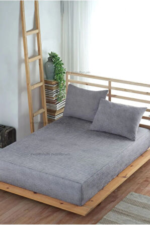 Adelya Gri Lastikli Çarşaf Takımı (YASTIK KILIFLI) Tek Kişilik Veya Çift Kişilik