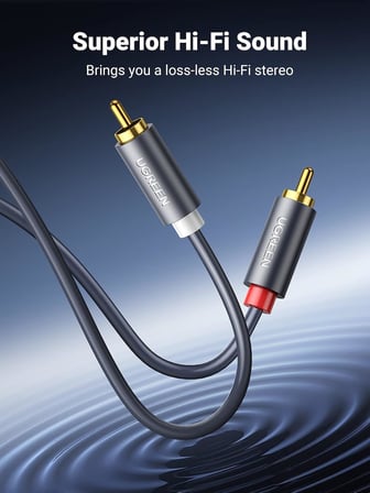 Ugreen 2RCA to 2RCA Ses Kablosu, 1 Metre, Antrasit