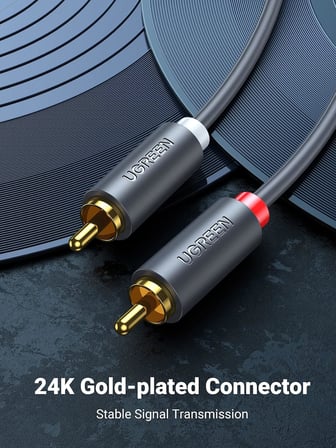 Ugreen 2RCA to 2RCA Ses Kablosu, 1 Metre, Antrasit