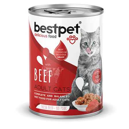 BestPet Parça Etli Sığrlı Etli Yetişkin Kedi Konservesi 24 Adet 400 Gr 