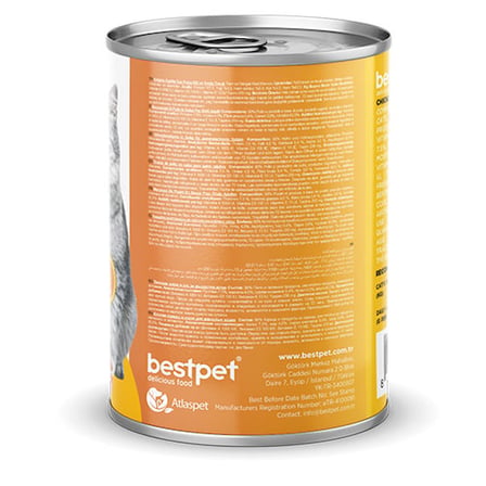 BestPet Parça Etli Tavuk Etli Yetişkin Kedi Konservesi 24 Adet 400 Gr 