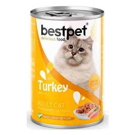 BestPet Parça Etli Hindi Etli Yetişkin Kedi Konservesi 12 Adet 400 Gr 