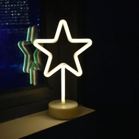 Yıldız Tasarımlı Neon Led Masa Ve Gece Lambası Dekoratif Işık (2)