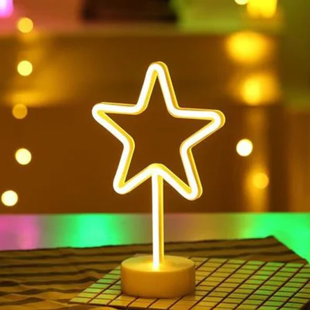 Yıldız Tasarımlı Neon Led Masa Ve Gece Lambası Dekoratif Işık (2)