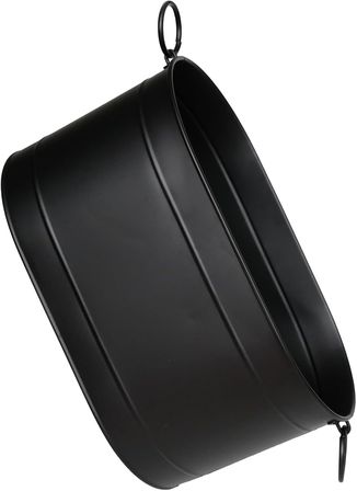 Metal Siyah Uzun Oval Askı Kulplu Tasarım Şömine-Soba Odun Depolama Saklama Kovası 55x35x29 CM