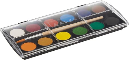 Adel Suluboya, 12 Renk, 24 mm Tablet, Canlı ve Parlak Renkler, Fırça İçerir