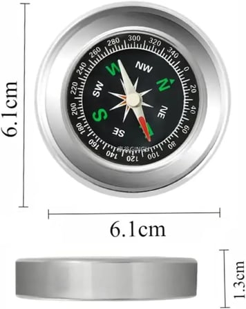 Metal Gövdeli Profesyonel Taşınabilir El Pusulası, 60mm, CHRMK12870, Metal Gri