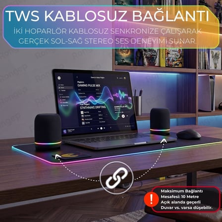 Rongep Taşınabilir Bluetooth Hoparlör Sound-Twin 10W TWS Stereo [Manyetik Özellikli] İki Parçaya Ayrılabilen RGB Işıklı IPX6 Suya Dayanıklı Type-C Şarjlı Kablosuz Speaker (Siyah)