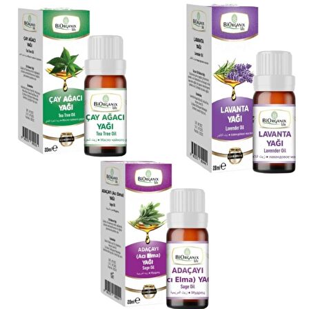 Akne Önleyici Set: Çay Ağacı 20ml+lavanta 20 Ml+adaçayı 20 Ml