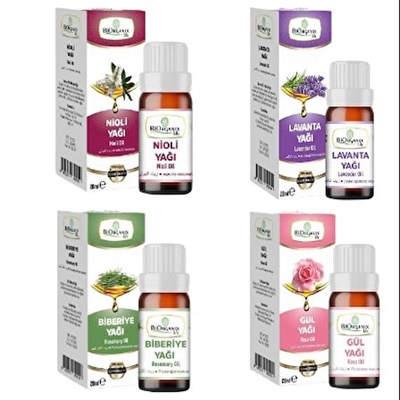 Nioli + Lavanta + Gül + Biberiye Yağlar Seti