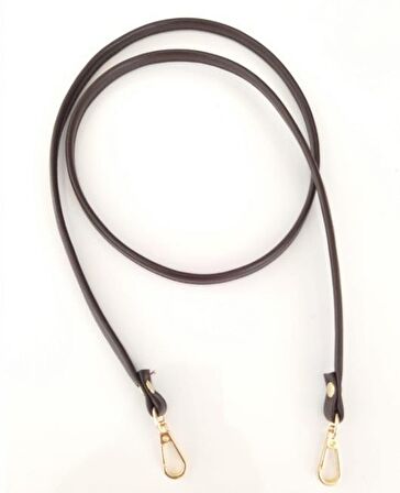 Spagetti Model Çanta Sapı Koyu Kahve Renk Light Gold Metal