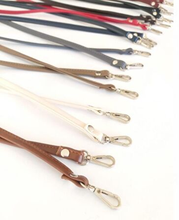 Spagetti Model Çanta Sapı Koyu Kahve Renk Light Gold Metal