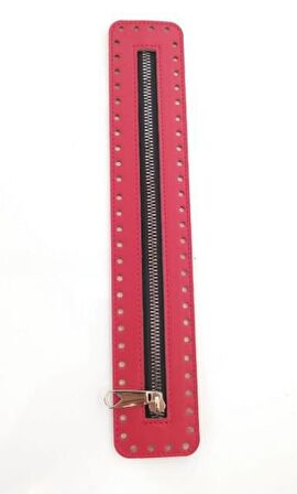 Derili Fermuar Yeni Model Kırmızı 30 cm Gümüş