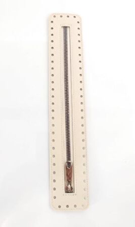 Derili Fermuar Yeni Model Krem 30 cm Gümüş