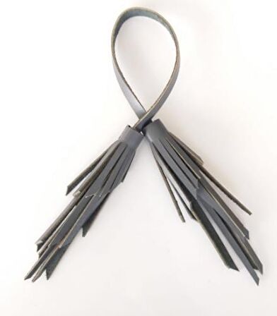 Gerçek Deri ikili zig zag Püskül Gri Renk