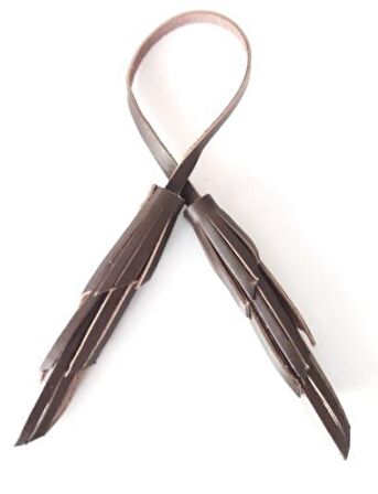 Gerçek Deri ikili zig zag Püskül Koyu Kahve Renk