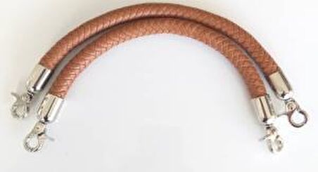 Örme Çanta Sapı Kısa Gümüş Metalli Taba