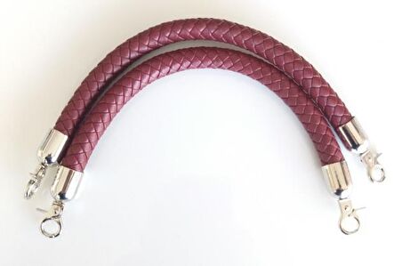 Örme Çanta Sapı Kısa Gümüş Metalli Bordo