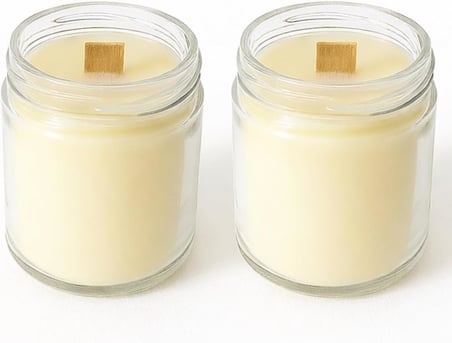 Sandal Ağacı Kokulu Dekoratif Ahşap Fitil 200 ml Kutulu Hediyelik 2'li Set Kavanoz Mum
