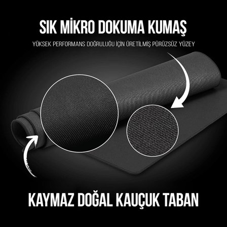 Klasse Pro Black Edition - Dikişli Kenar 70x30, 90x40, 100x50 ve 120x60 cm Oyuncu Gaming Mouse Pad (Siyah, 70x30 cm)
