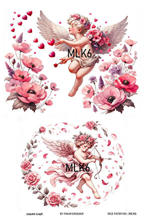 Melek Serisi MLK6 Melek, Çoklu Desen 30*42 cm Pirinç Dekopaj