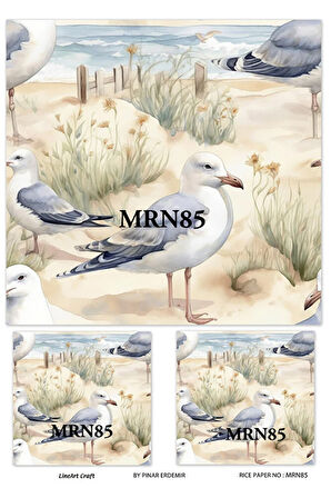 Marine Serisi MRN85 Martı, Sahil Desenli 30*42 cm Pirinç Dekopaj