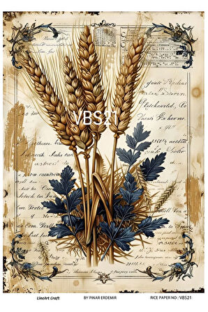 Lacivert Serisi VBS21 Mavi, Çiçek, Portre Desenli 30*42 cm Pirinç Dekopaj