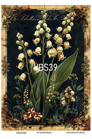 Lacivert Serisi VBS39 Mavi, Çiçek, Portre Desenli 30*42 cm Pirinç Dekopaj