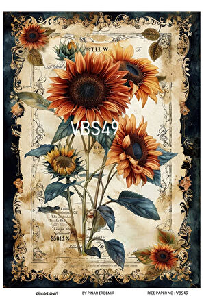 Lacivert Serisi VBS49 Mavi, Çiçek, Portre Desenli 30*42 cm Pirinç Dekopaj