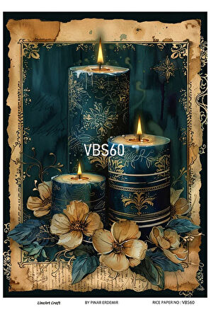 Lacivert Serisi VBS60 Mavi, Çiçek, Portre Desenli 30*42 cm Pirinç Dekopaj