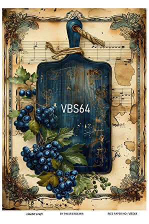 Lacivert Serisi VBS64 Mavi, Çiçek, Portre Desenli 30*42 cm Pirinç Dekopaj