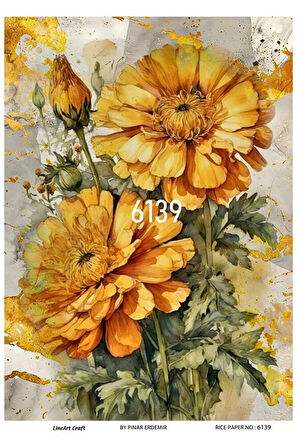 6139 Çiçek Desenli Pirinç Dekopaj 30x42