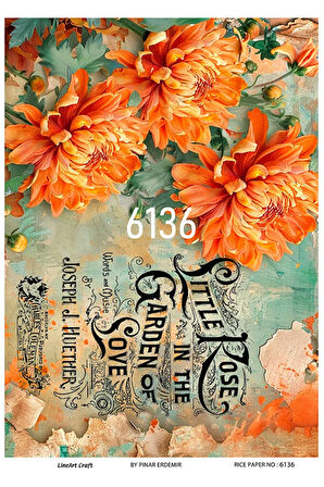 6136 Çiçek Desenli Pirinç Dekopaj 30x42