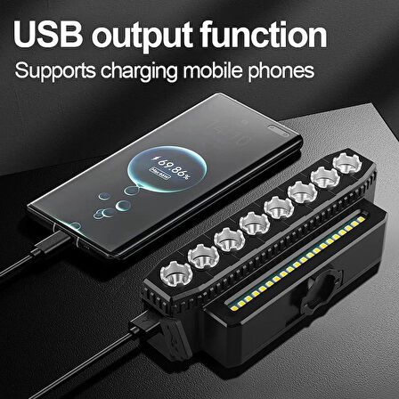 8 LED BİSİKLET FARI VE KORNA ,USB ŞARJLI, TELEFON ŞARJ EDİLEBİLİR,SU GEÇİRMEZ