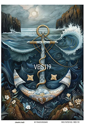 Lacivert Serisi VBS119 İstiridye, Deniz Kabukları, Mavi Desenli 30*42 cm Pirinç Dekopaj