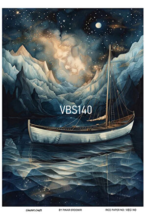 Lacivert Serisi VBS140 Sandal, Deniz Desenli 30*42 cm Pirinç Dekopaj