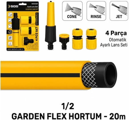 Sgs SGS4364 Gardenflex Hortum 20mt 4 Prç.Lans Set
