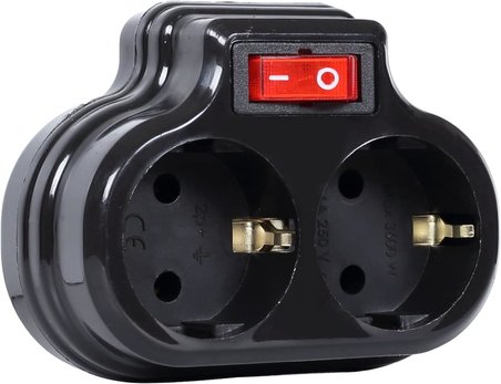 2'li Anahtarlı Golyat, İkili Topraklı Priz Çoklayıcı Fiş, Beyaz renk, 16A 250 Volt, Max 3600 Watt (Beyaz)