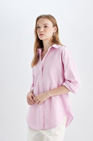 DeFacto Oversize Fit Oxford Uzun Kollu Gömlek D4015AX24AUPN171