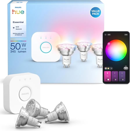 Philips Hue Essential 3'lü GU10 Spot Başlangıç Seti 345 Lumen - 15.000 Saat Ampul Kullanım Ömrü
