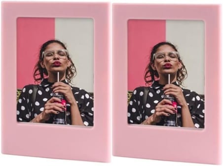 Mini Film Uyumlu Pembe 2'li Mıknatıslı Fotoğraf Çerçeve Seti