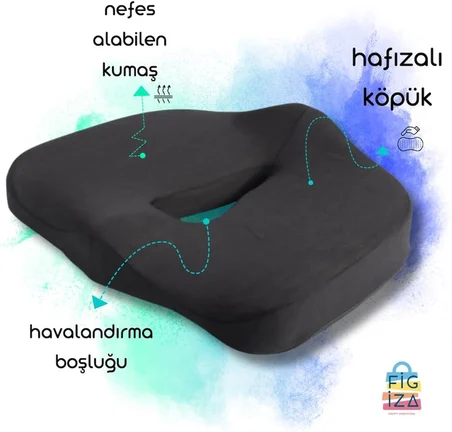 Ortopedik Basur Minderi Visco Posture Lüks Ortopedik Oturma Minderi, , Siyah, Standart