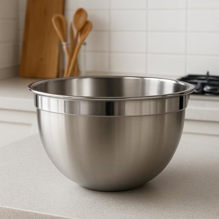® 304 Paslanmaz Çelik Karıştırma Kabı – Mikser Uyumlu, Bulaşık Makinesinde Yıkanabilir – Hamur, Krema, Salata ve Tatlı Hazırlama Kasesi (24 cm)