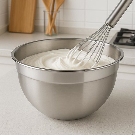 ® 304 Paslanmaz Çelik Karıştırma Kabı – Mikser Uyumlu, Bulaşık Makinesinde Yıkanabilir – Hamur, Krema, Salata ve Tatlı Hazırlama Kasesi (24 cm)