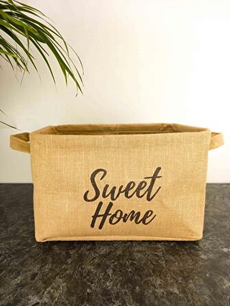 Sweet Home Jüt Hasır Ev Düzenleyici Mutfak Banyo Salon Sepeti Katlanır Sıvı Korumalı Büyük