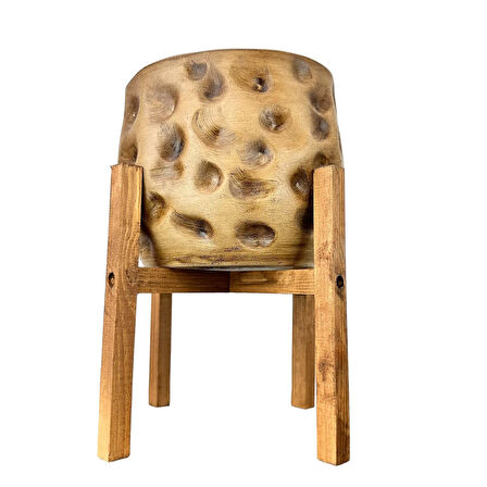 Bitki Tasarımı Ev Dekorasyon Aksesuar Naturel Desenli Toprak Saksı Saksılık Salon Çiçeklik 4 Ayaklı 19 CM