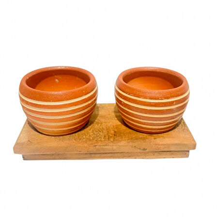 Bitki Tasarımı Ev dekorasyon Aksesuar Yan Çizgi Terakota Toprak Saksı İkili Ahşap Tabanlı Çiçeklik Saksı Saksılık