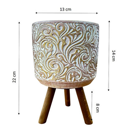 Bitki Tasarımı Ev dekorasyon Gold Çiçek Desenli Beton Saksı Ayaklı Çiçeklik Saksılık