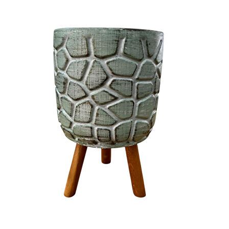 Bitki Tasarımı Ev dekorasyon Yeşil Eskitme Taş Desen Beton Saksı Ayaklı Çiçeklik Saksılık